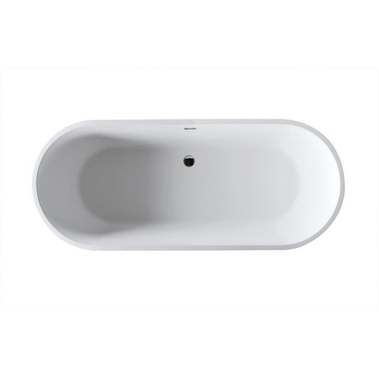 ANZZI Kosima Series 67" x 28" Matte White Freestanding Bathtub With Built-In Overflow and Pop-Up Drain