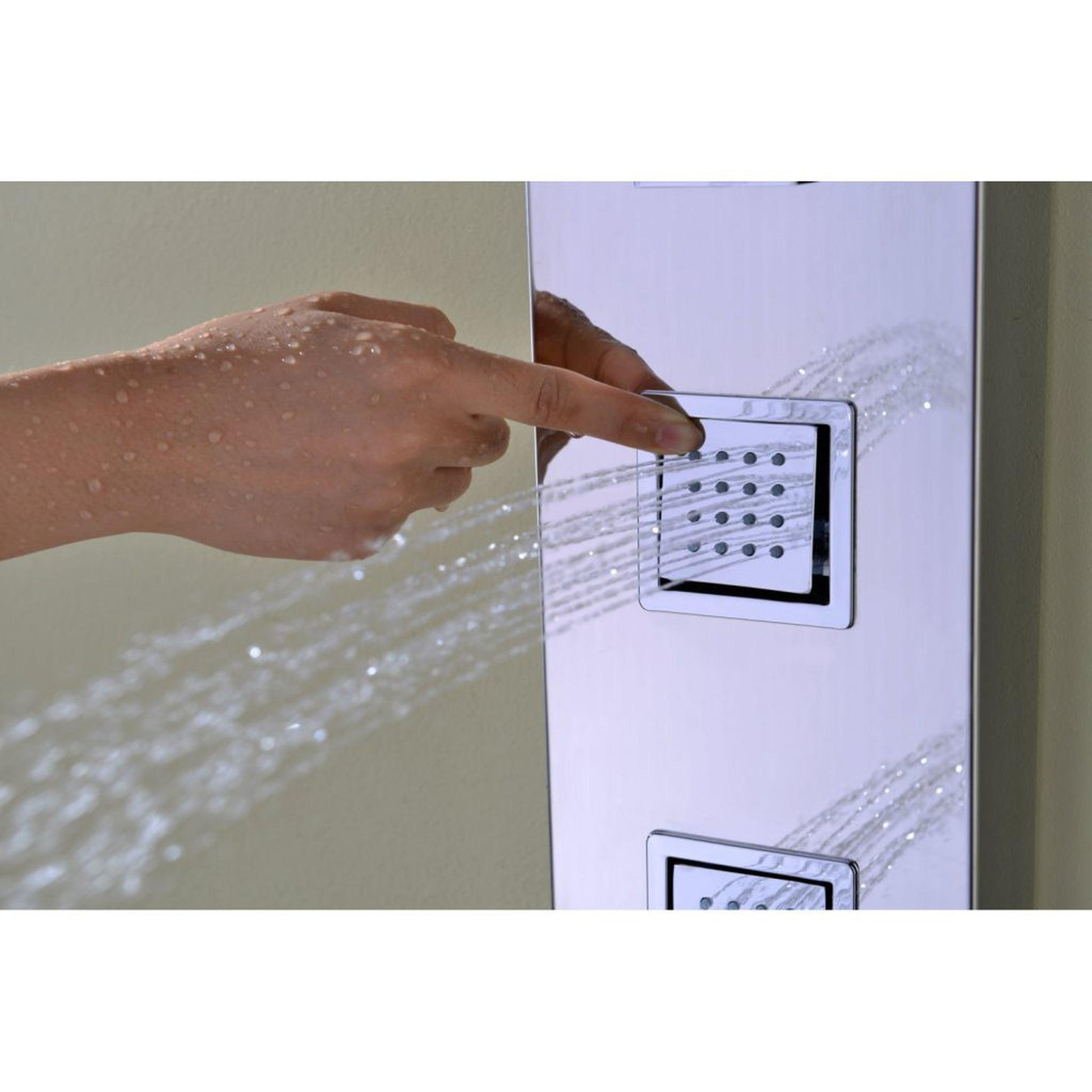 ANZZI Lann Series 53" Chrome 3-Jetted Full Body Shower Panel With Heavy Rain Shower Head and Euro-Grip Hand Sprayer