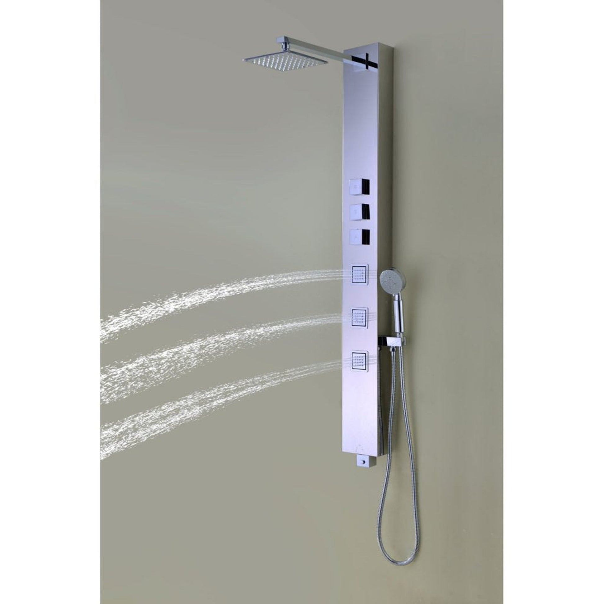 ANZZI Lann Series 53" Chrome 3-Jetted Full Body Shower Panel With Heavy Rain Shower Head and Euro-Grip Hand Sprayer