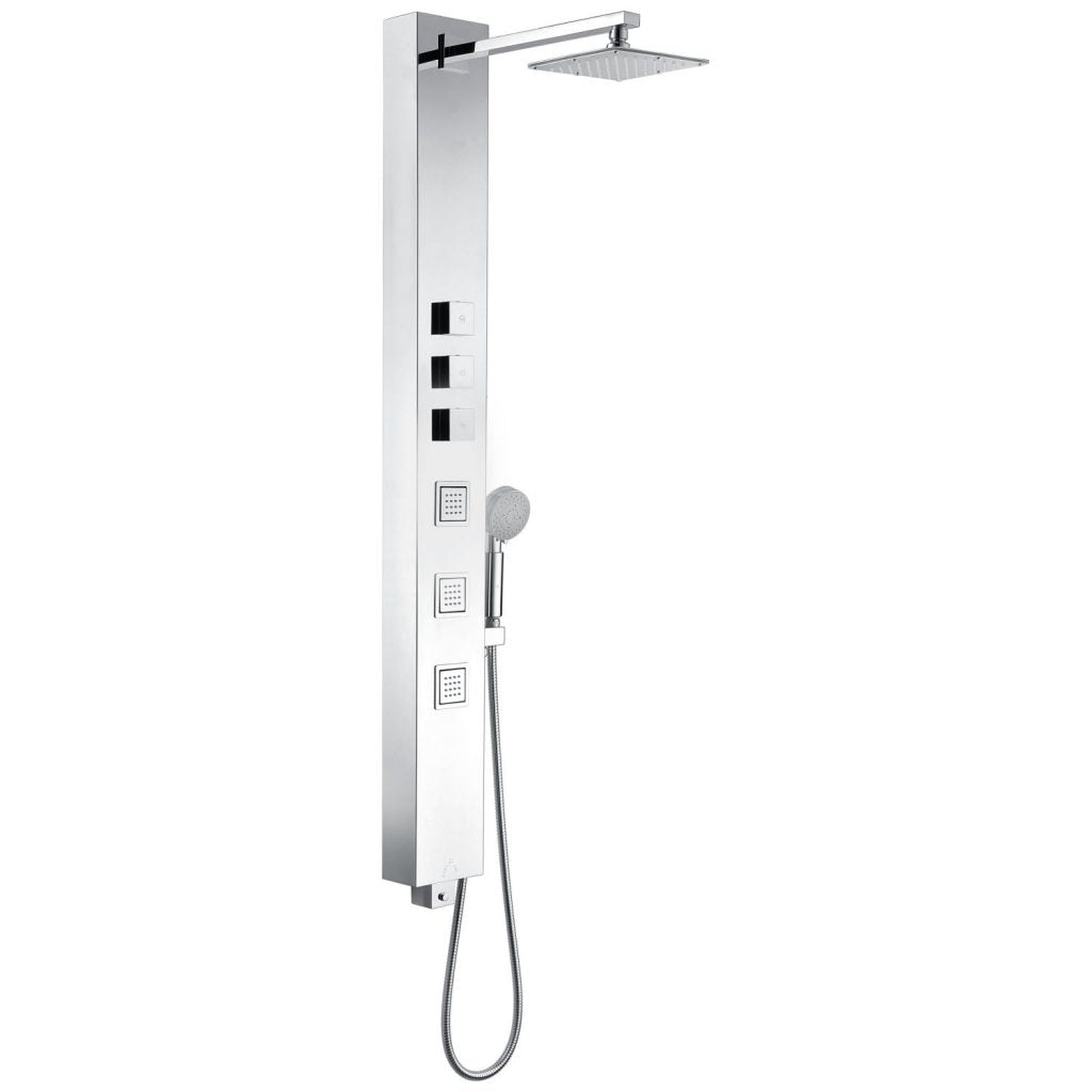 ANZZI Lann Series 53" Chrome 3-Jetted Full Body Shower Panel With Heavy Rain Shower Head and Euro-Grip Hand Sprayer