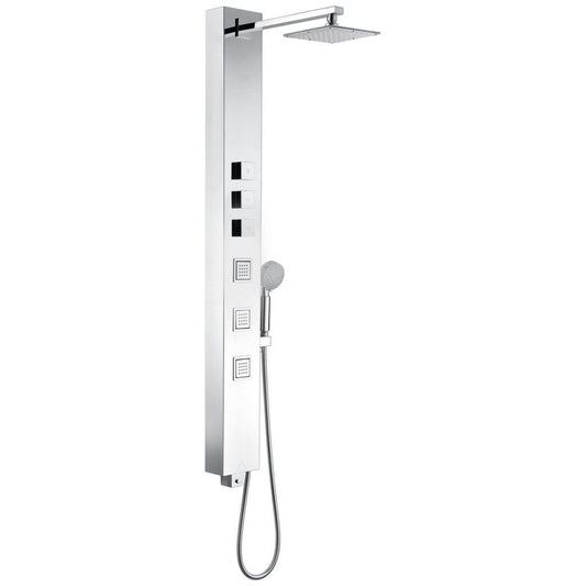 ANZZI Lann Series 53" Chrome 3-Jetted Full Body Shower Panel With Heavy Rain Shower Head and Euro-Grip Hand Sprayer