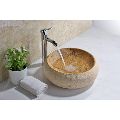 ANZZI Leopard Ash Series 17" x 17" Round Cream Marble Vessel Sink