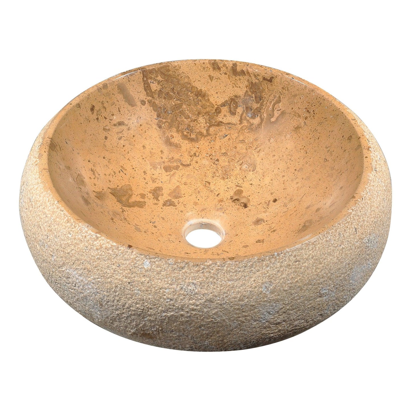 ANZZI Leopard Ash Series 17" x 17" Round Cream Marble Vessel Sink