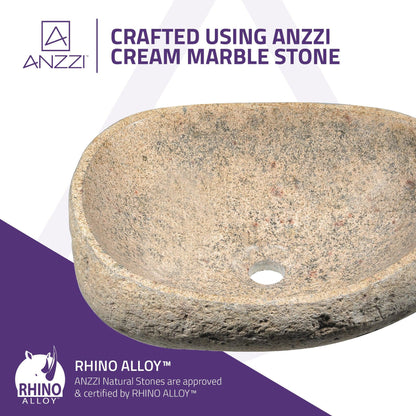 ANZZI Leopards Crest Series 20" x 14" Irregular Shape Yellow River Stone Vessel Sink