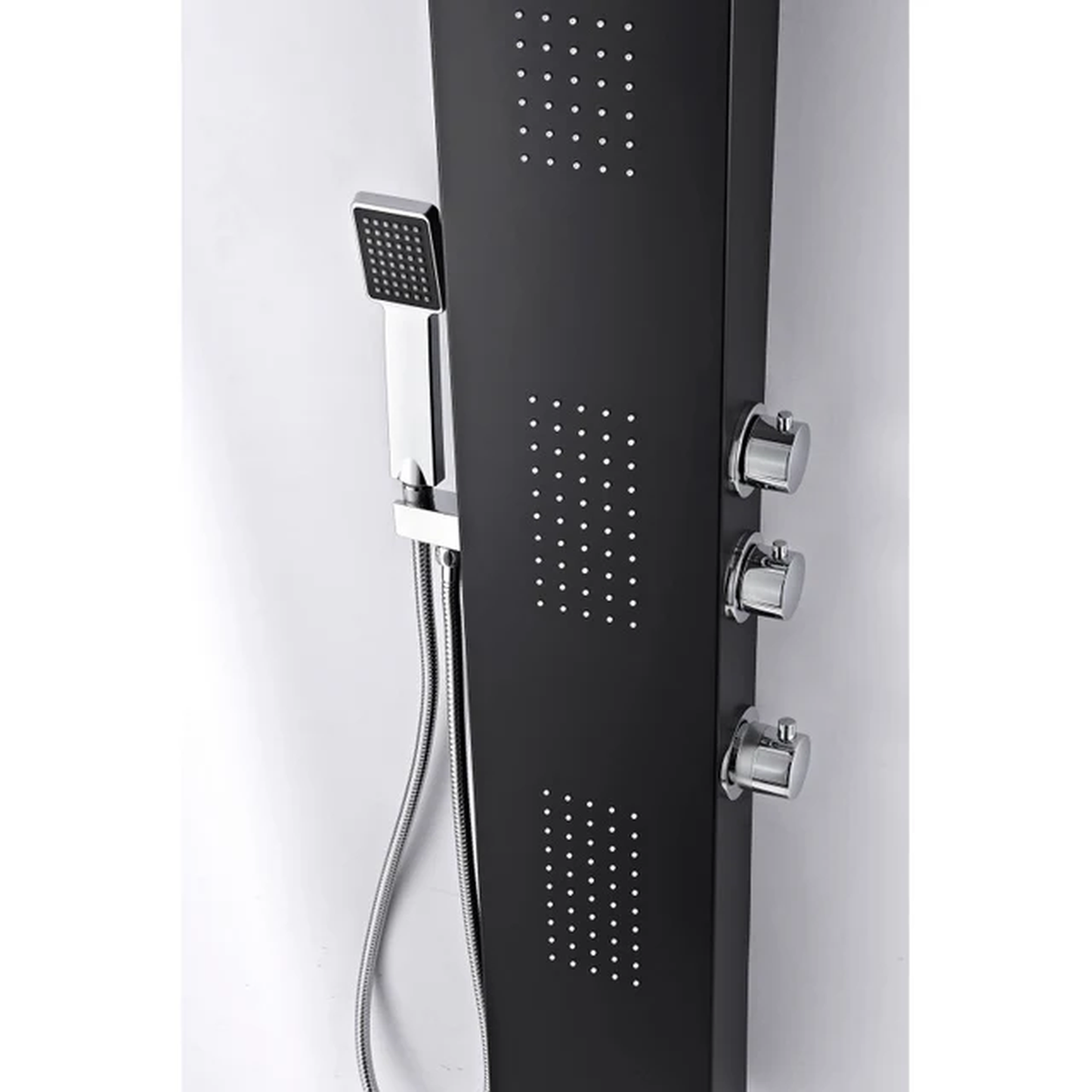 ANZZI Level Series 66" Black 3-Jetted Full Body Shower Panel With Heavy Rain Shower Head and Euro-Grip Hand Sprayer
