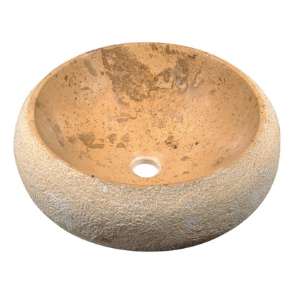 ANZZI Livy Series 17" x 17" Round Cream Marble Vessel Sink