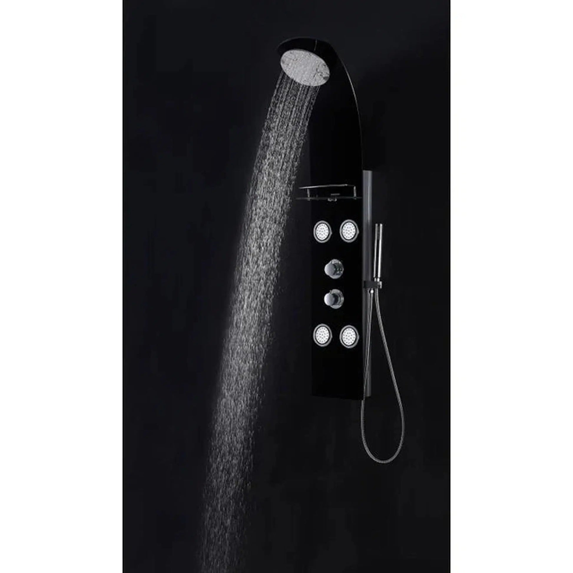 ANZZI Llano Series 56" Black 4-Jetted Full Body Shower Panel With Heavy Rain Shower Head and Euro-Grip Hand Sprayer