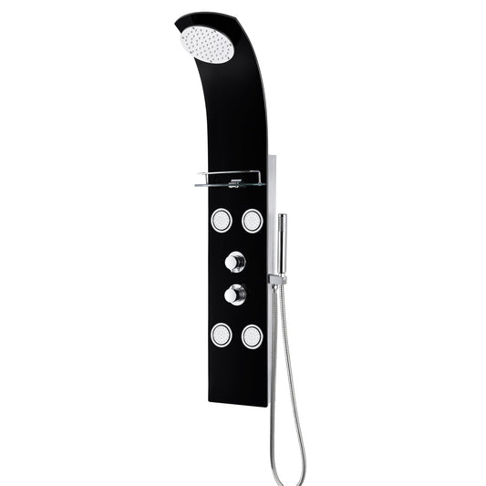 ANZZI Llano Series 56" Black 4-Jetted Full Body Shower Panel With Heavy Rain Shower Head and Euro-Grip Hand Sprayer