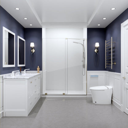 ANZZI Longboat Series 60" x 76" Semi-Frameless Rectangular Brushed Nickel Sliding Shower Door With Handle and Tsunami Guard