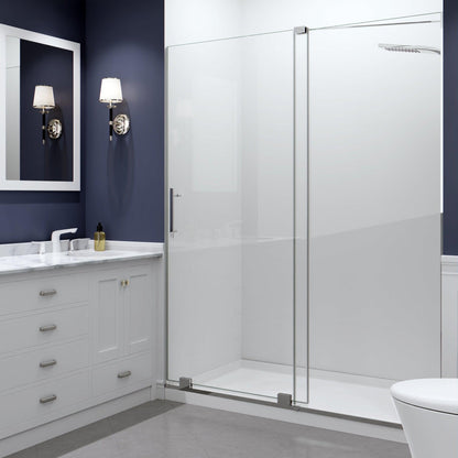 ANZZI Longboat Series 60" x 76" Semi-Frameless Rectangular Polished Chrome Sliding Shower Door With Handle and Tsunami Guard