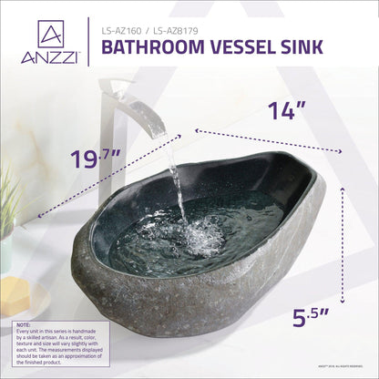 ANZZI Lovro Series 20" x 14" Irregular Shape Dark River Vessel Sink