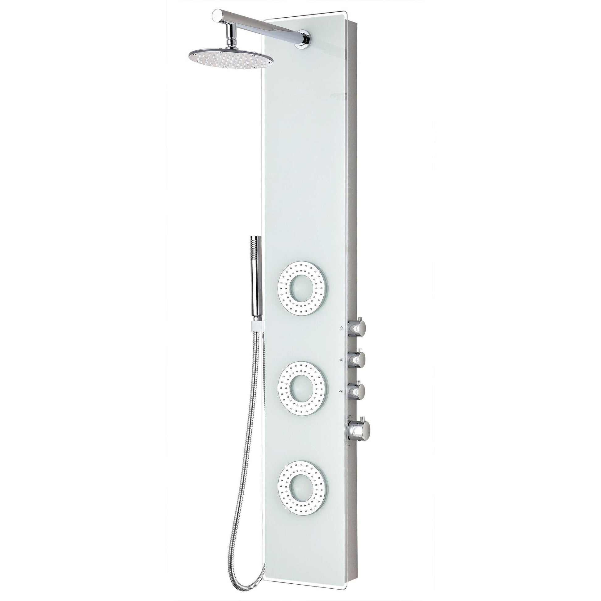 ANZZI Lynn Series 58" White 3-Jetted Full Body Shower Panel With Heavy Rain Shower Head and Euro-Grip Hand Sprayer