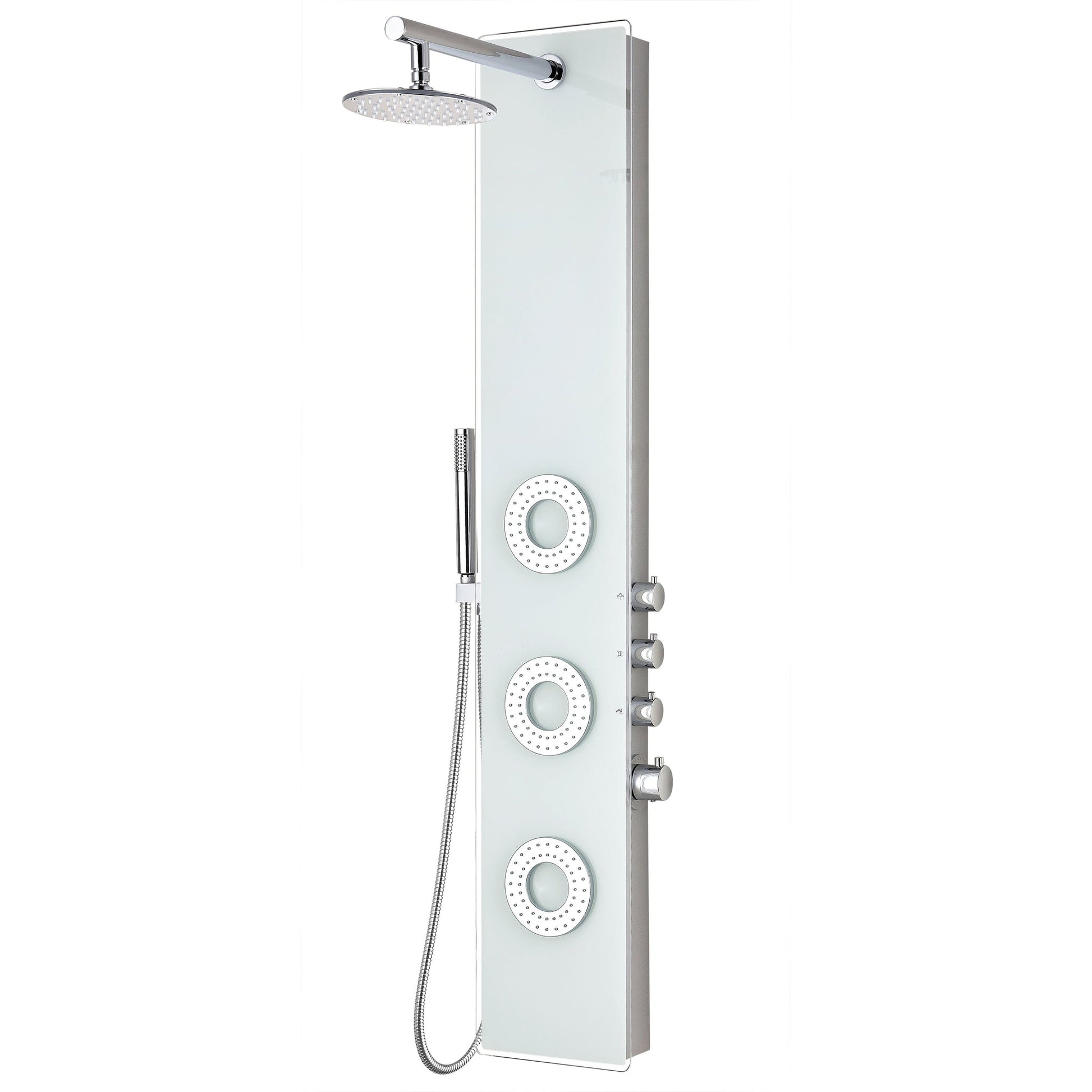 ANZZI Lynx Series 58" White 3-Jetted Full Body Shower Panel With Heavy Rain Shower Head and Euro-Grip Hand Sprayer