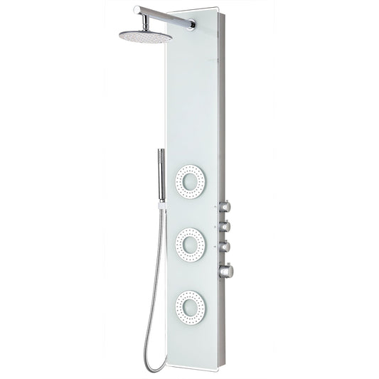 ANZZI Lynx Series 58" White 3-Jetted Full Body Shower Panel With Heavy Rain Shower Head and Euro-Grip Hand Sprayer