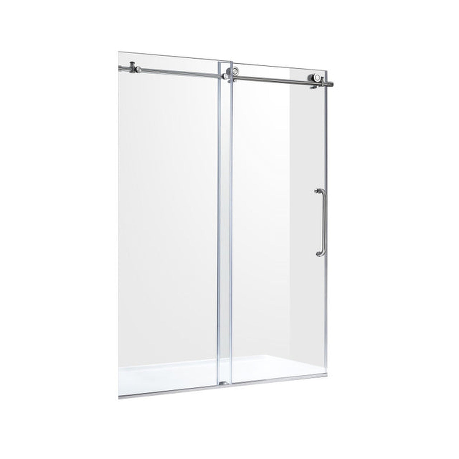 ANZZI Madam Series 60" x 76" Frameless Rectangular Brushed Nickel Sliding Shower Door With Handle and Tsunami Guard