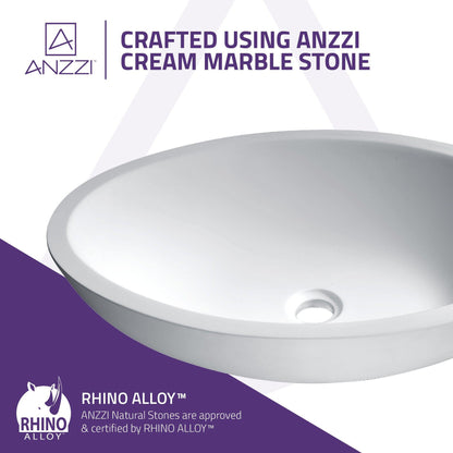 ANZZI Maine Series 23" x 16" Oval Shape Matte White Vessel Sink