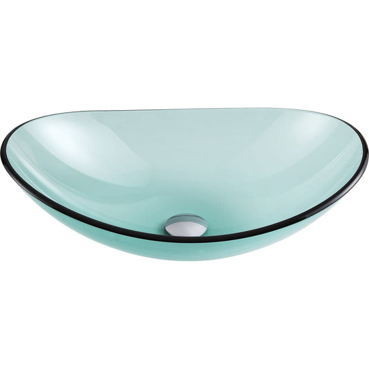 ANZZI Major Series 21" x 14" Oval Shaped Lustrous Green Deco-Glass Vessel Sink With Polished Chrome Pop-Up Drain