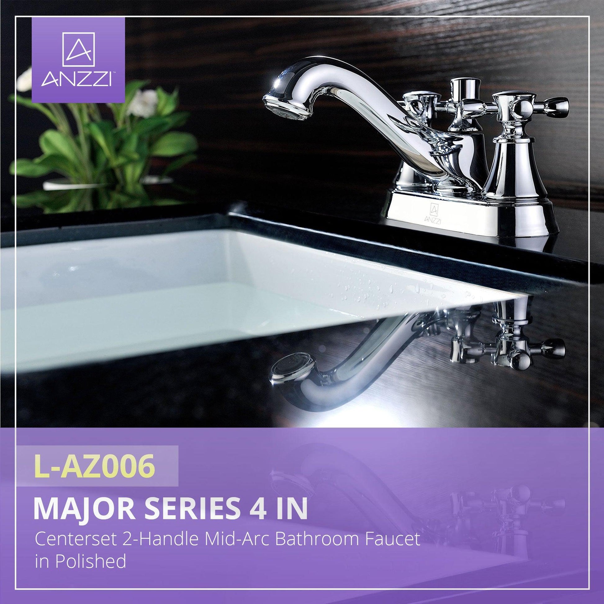 ANZZI Major Series 3" Centerset Polished Chrome Mid-Arc Bathroom Sink Faucet