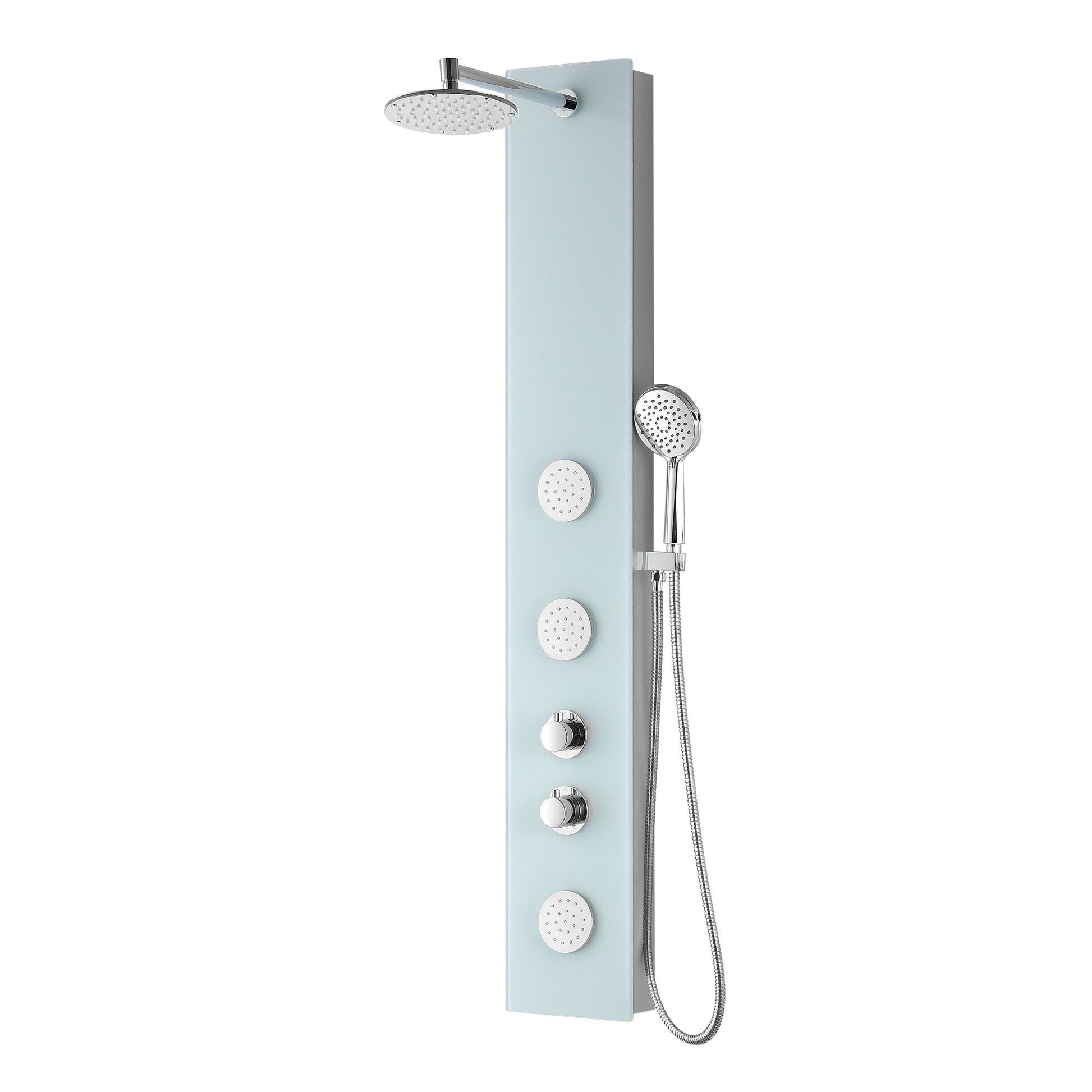 ANZZI Mare Series 60" White 3-Jetted Full Body Shower Panel With Heavy Rain Shower Head and Euro-Grip Hand Sprayer