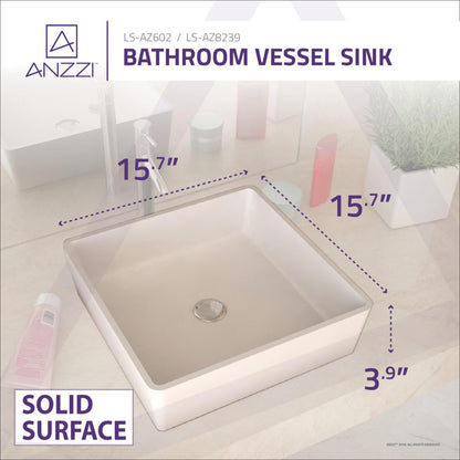 ANZZI Matimbi Series 16" x 16" Square Shape Matte White Vessel Sink
