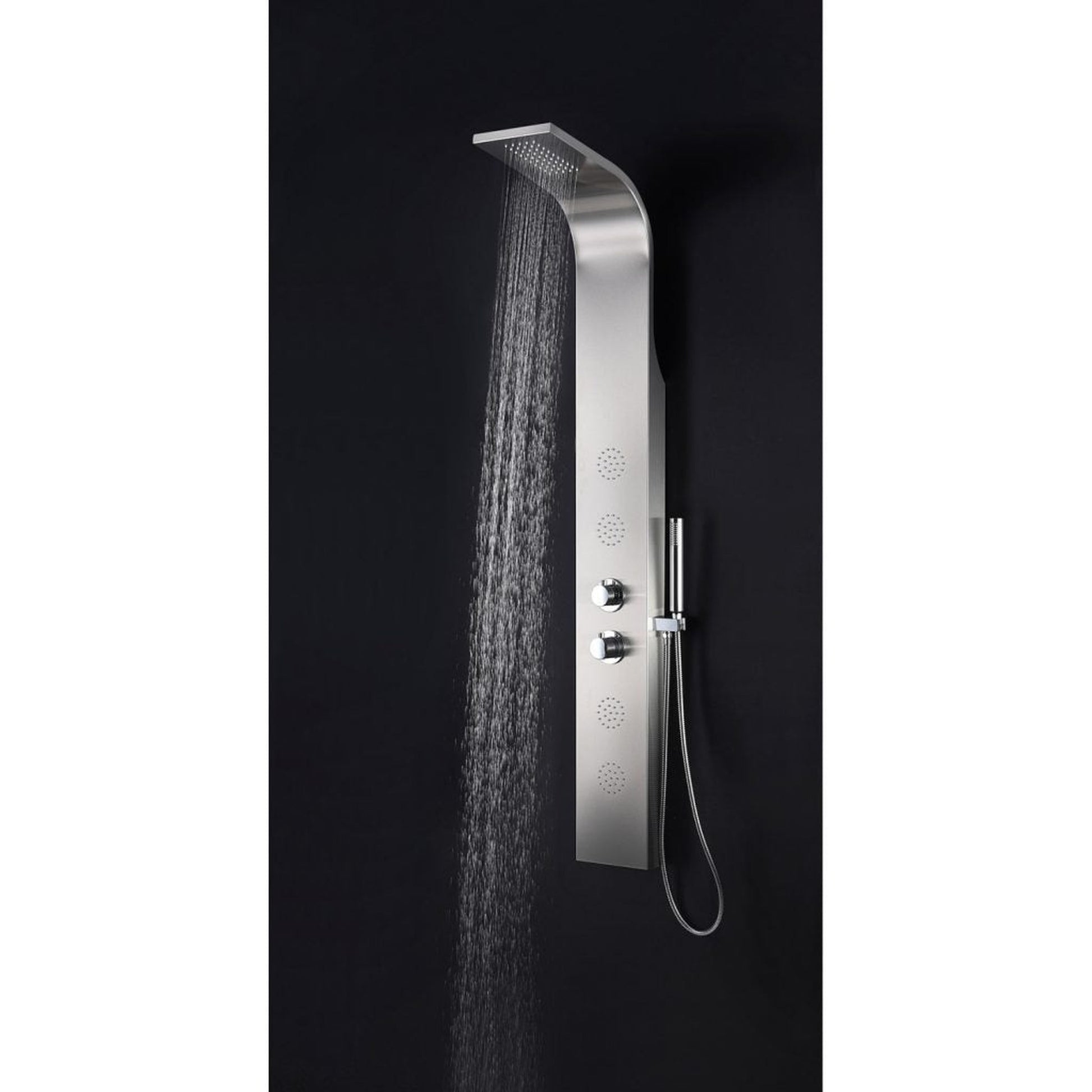 ANZZI Mayor Series 64" Brushed Stainless Steel 4-Jetted Full Body Shower Panel With Heavy Rain Shower Head and Euro-Grip Hand Sprayer