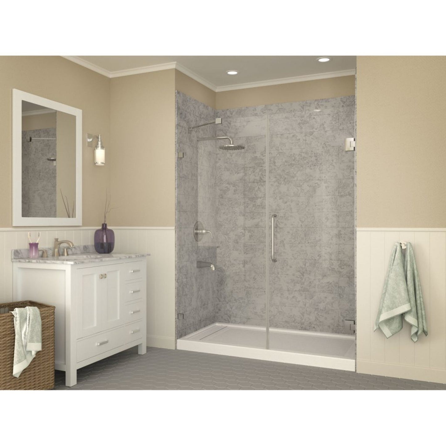 ANZZI Meadow Series 32" x 60" Left Drain With Cover Single Threshold White Shower Base