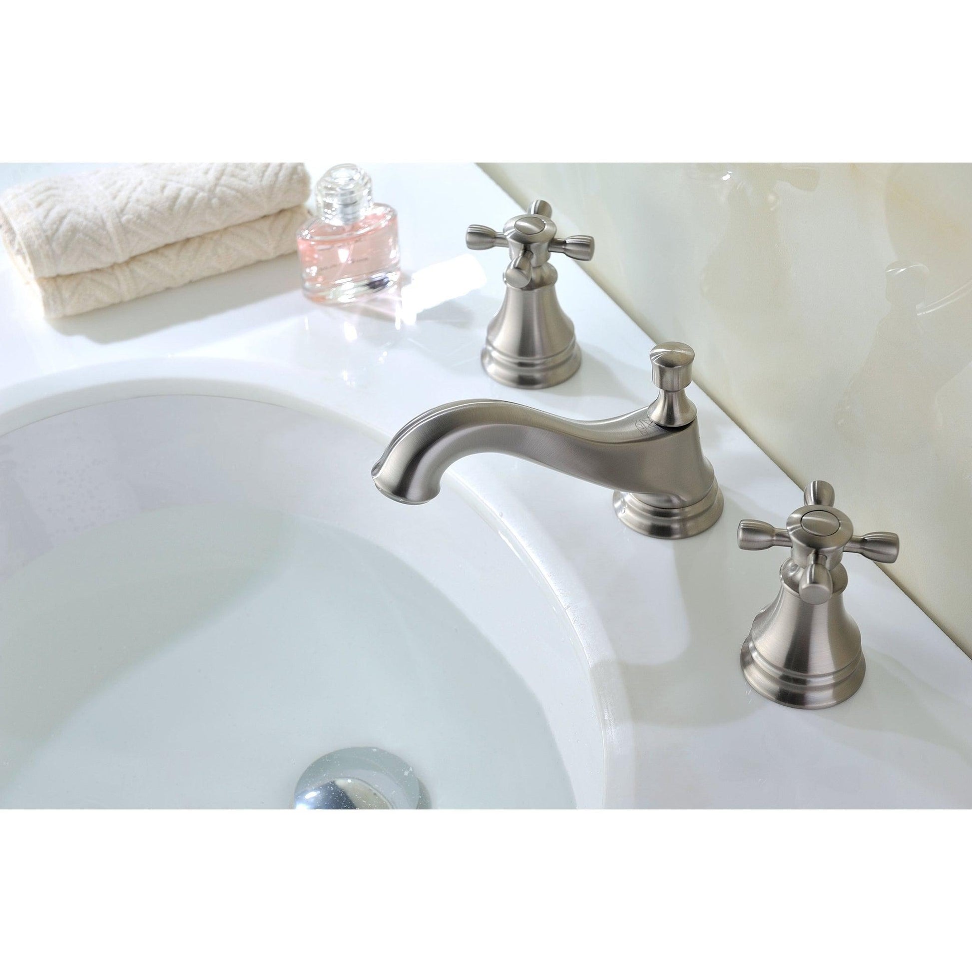 ANZZI Melody Series 3" Widespread Brushed Nickel Mid-Arc Bathroom Sink Faucet