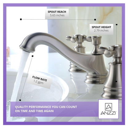 ANZZI Melody Series 3" Widespread Brushed Nickel Mid-Arc Bathroom Sink Faucet