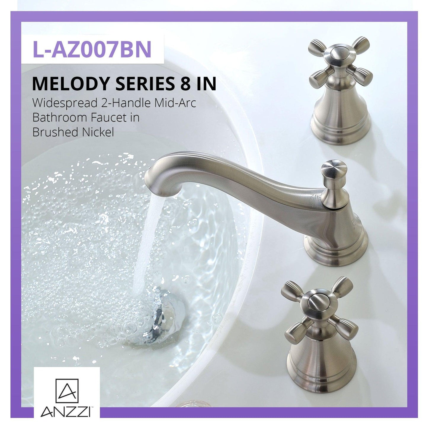 ANZZI Melody Series 3" Widespread Brushed Nickel Mid-Arc Bathroom Sink Faucet