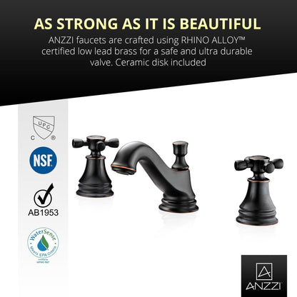 ANZZI Melody Series 3" Widespread Oil Rubbed Bronze Mid-Arc Bathroom Sink Faucet