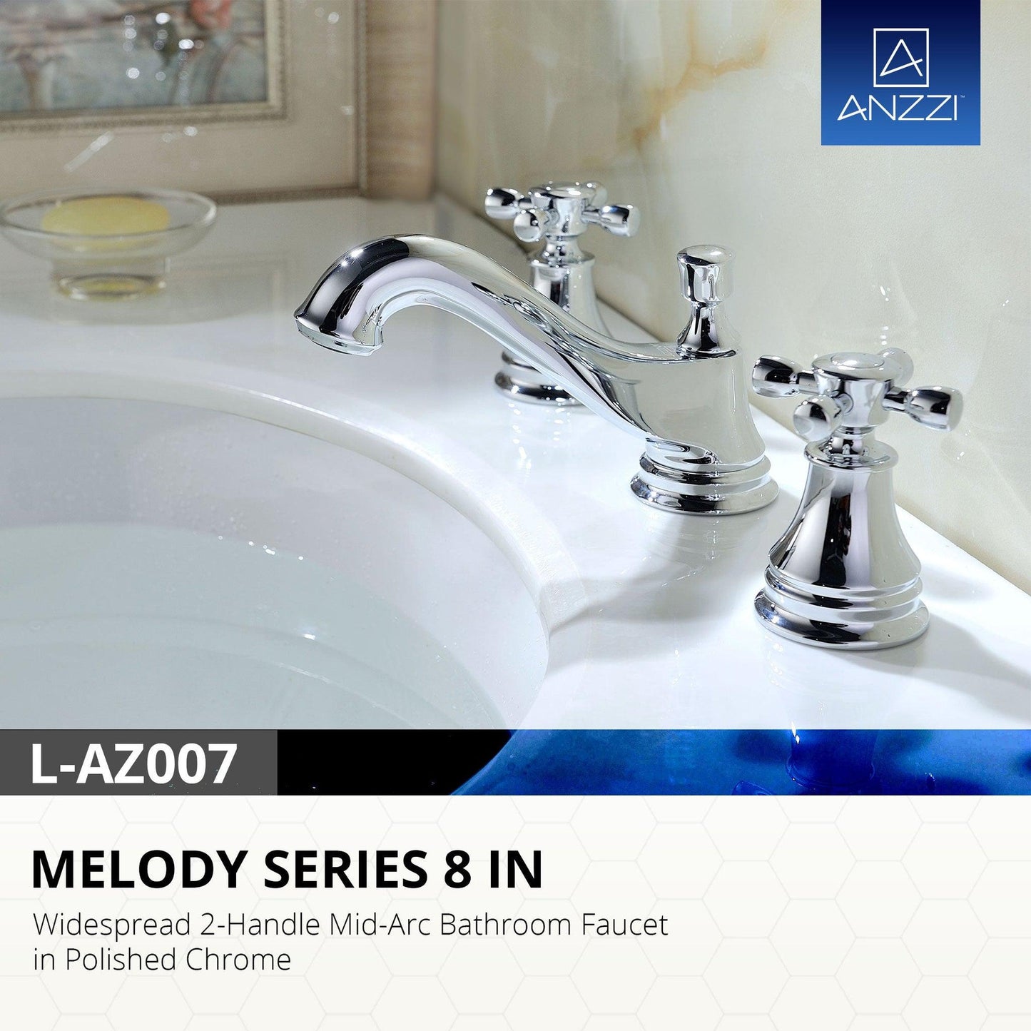 ANZZI Melody Series 3" Widespread Polished Chrome Mid-Arc Bathroom Sink Faucet