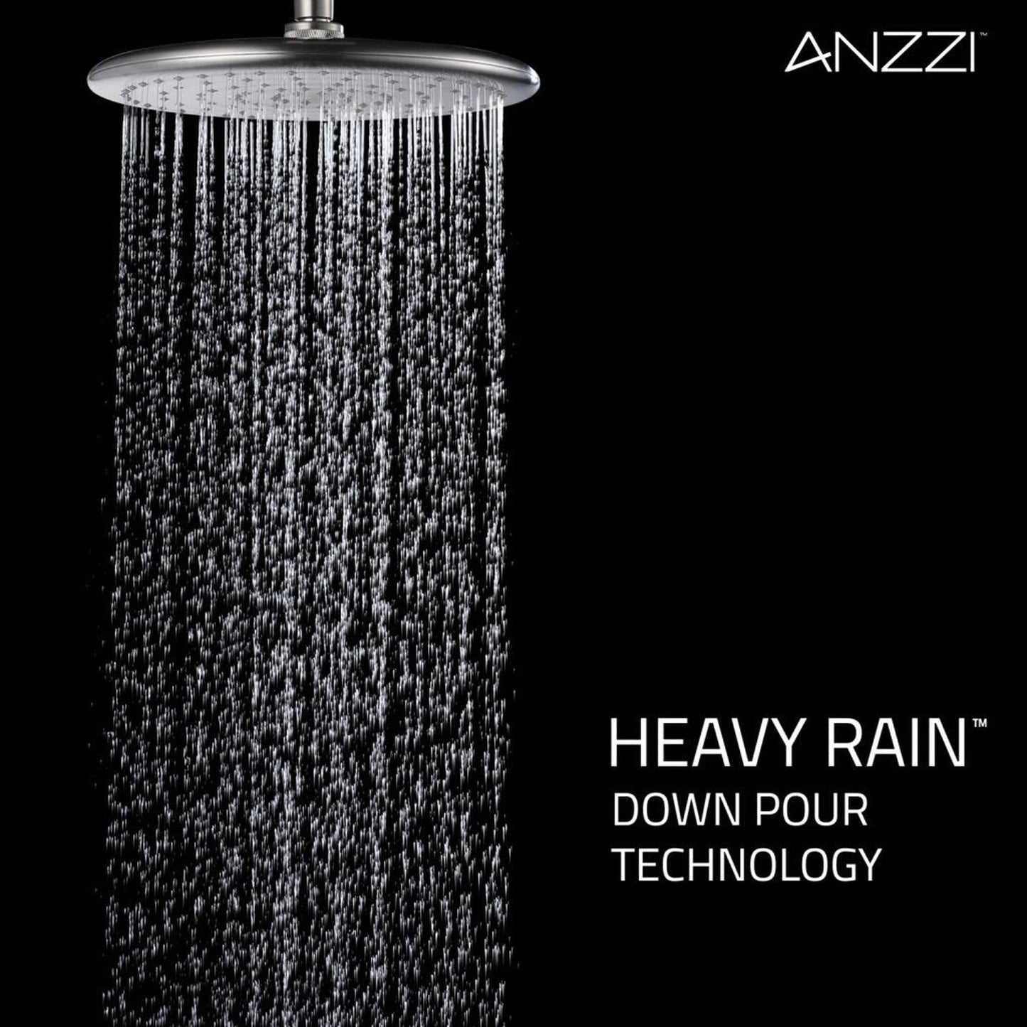 ANZZI Meno Series Brushed Nickel Wall-Mounted Single Handle Heavy Rain Shower Head With Bath Faucet Set