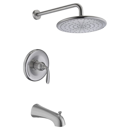ANZZI Meno Series Brushed Nickel Wall-Mounted Single Handle Heavy Rain Shower Head With Bath Faucet Set