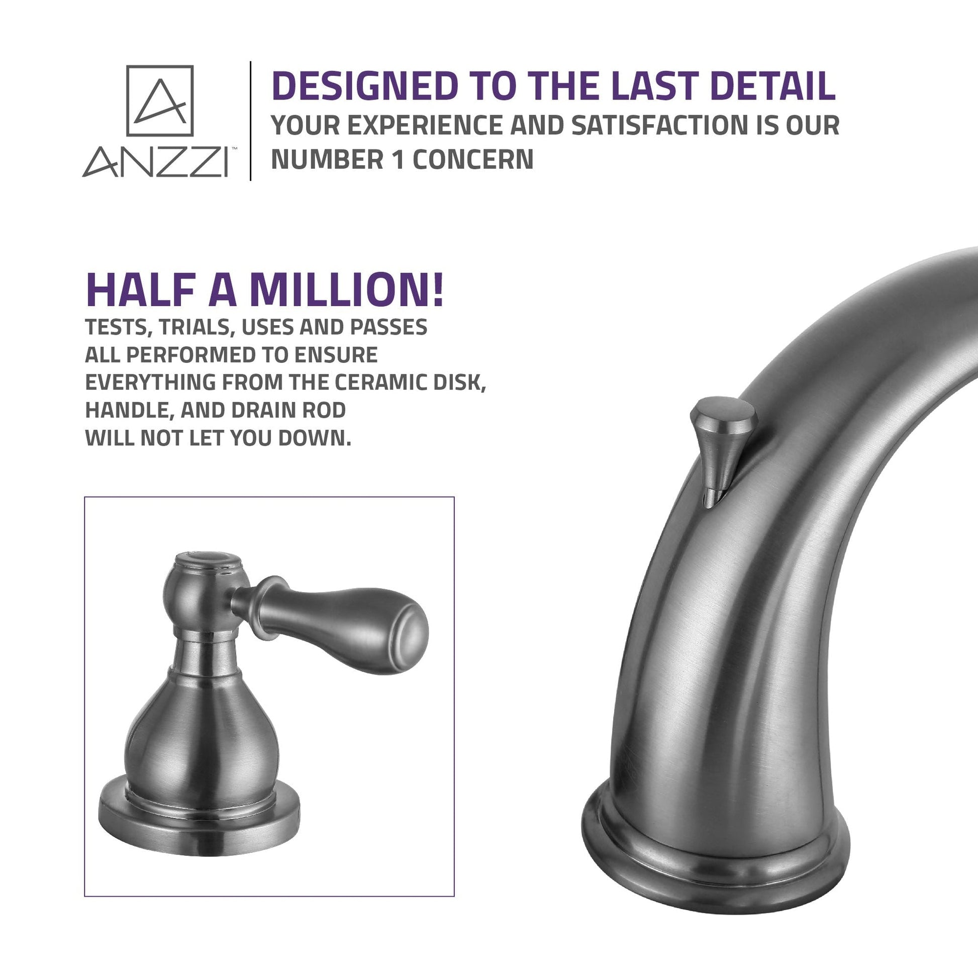 ANZZI Merchant Series 4" Widespread Brushed Nickel Bathroom Sink Faucet