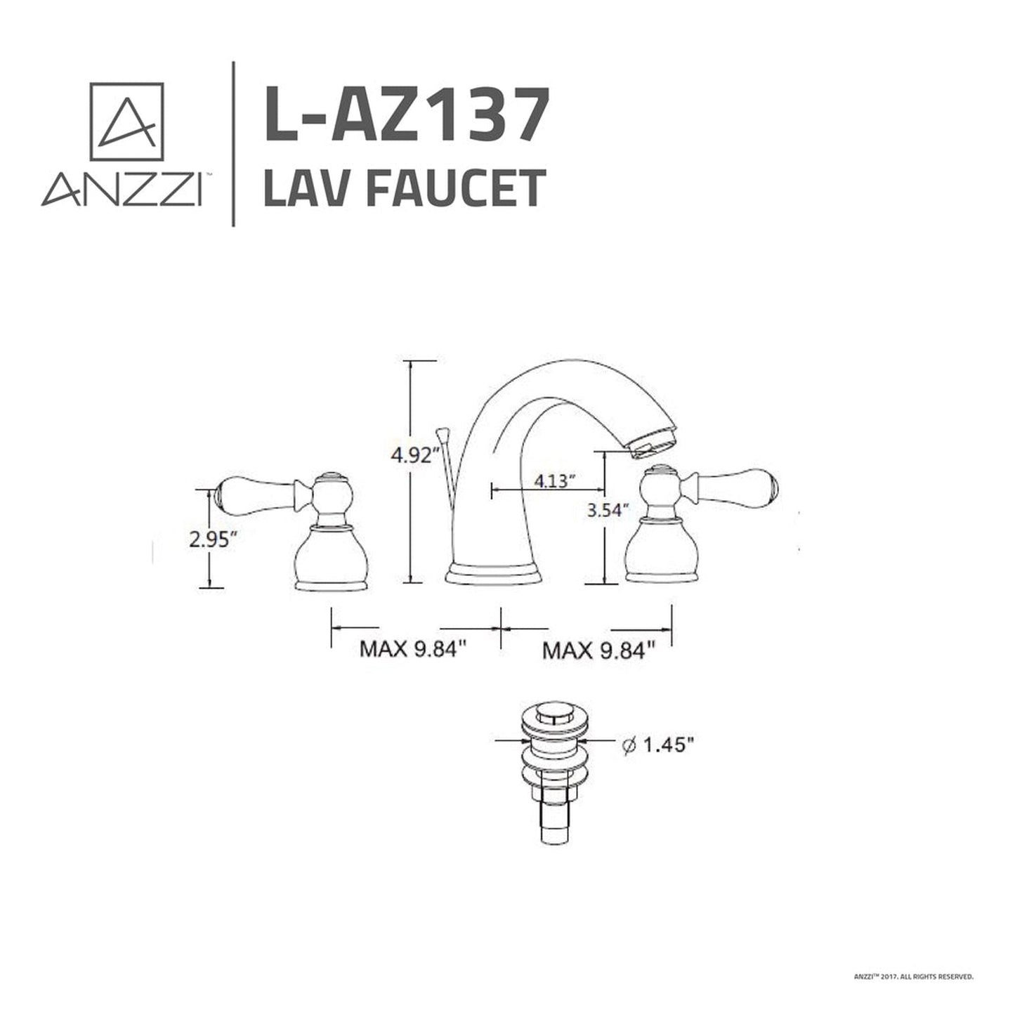 ANZZI Merchant Series 4" Widespread Brushed Nickel Bathroom Sink Faucet