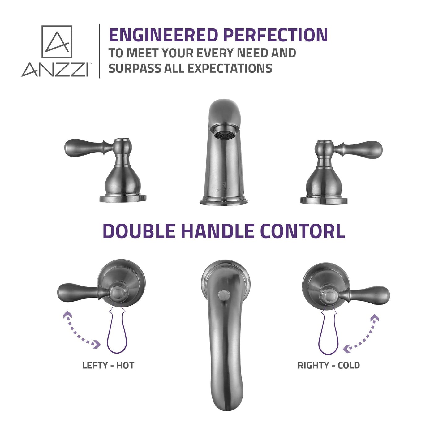 ANZZI Merchant Series 4" Widespread Brushed Nickel Bathroom Sink Faucet