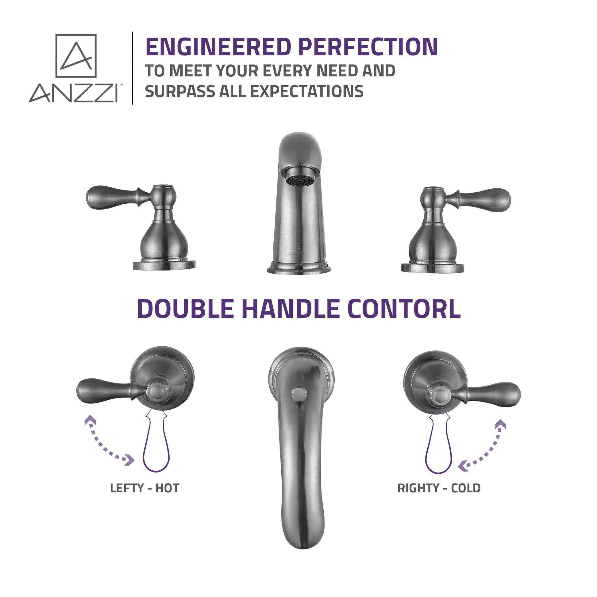 ANZZI Merchant Series 4" Widespread Brushed Nickel Bathroom Sink Faucet