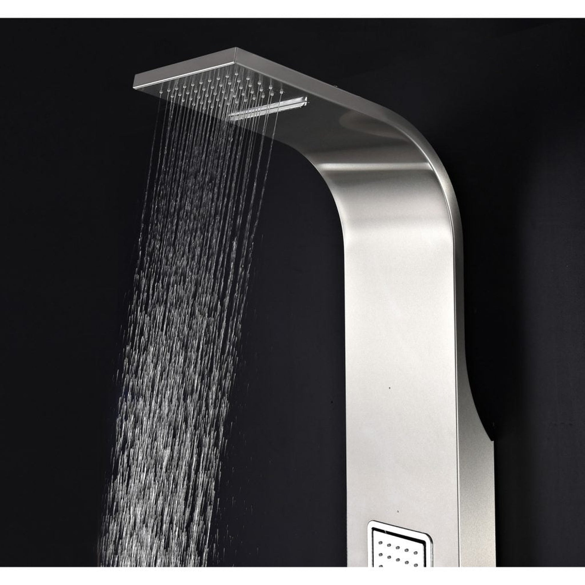 ANZZI Mesa Series 64" Brushed Stainless Steel 4-Jetted Full Body Shower Panel With Heavy Rain Shower Head and Euro-Grip Hand Sprayer