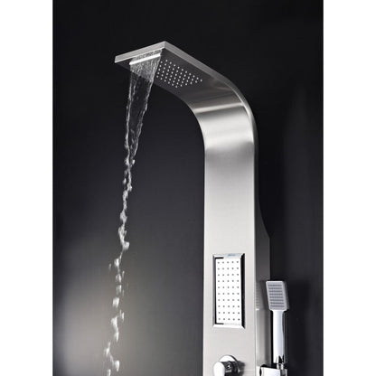 ANZZI Mesmer Series 58" Brushed Stainless Steel 2-Jetted Full Body Shower Panel With Heavy Rain Shower Head and Euro-Grip Hand Sprayer