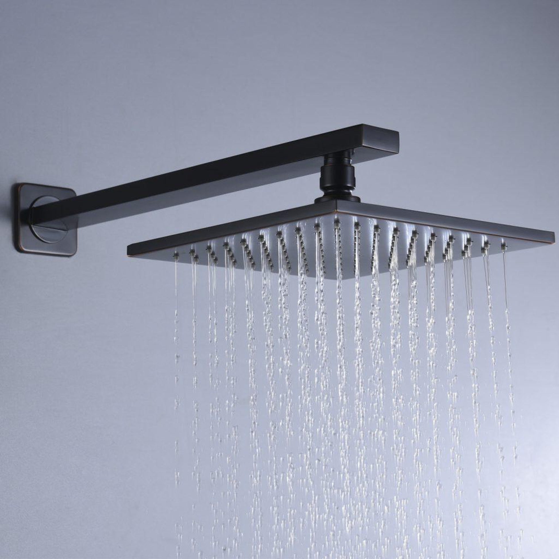 ANZZI Mezzo Series Matte Black Wall-Mounted Single Handle Heavy Rain Shower Head With Bath Faucet Set