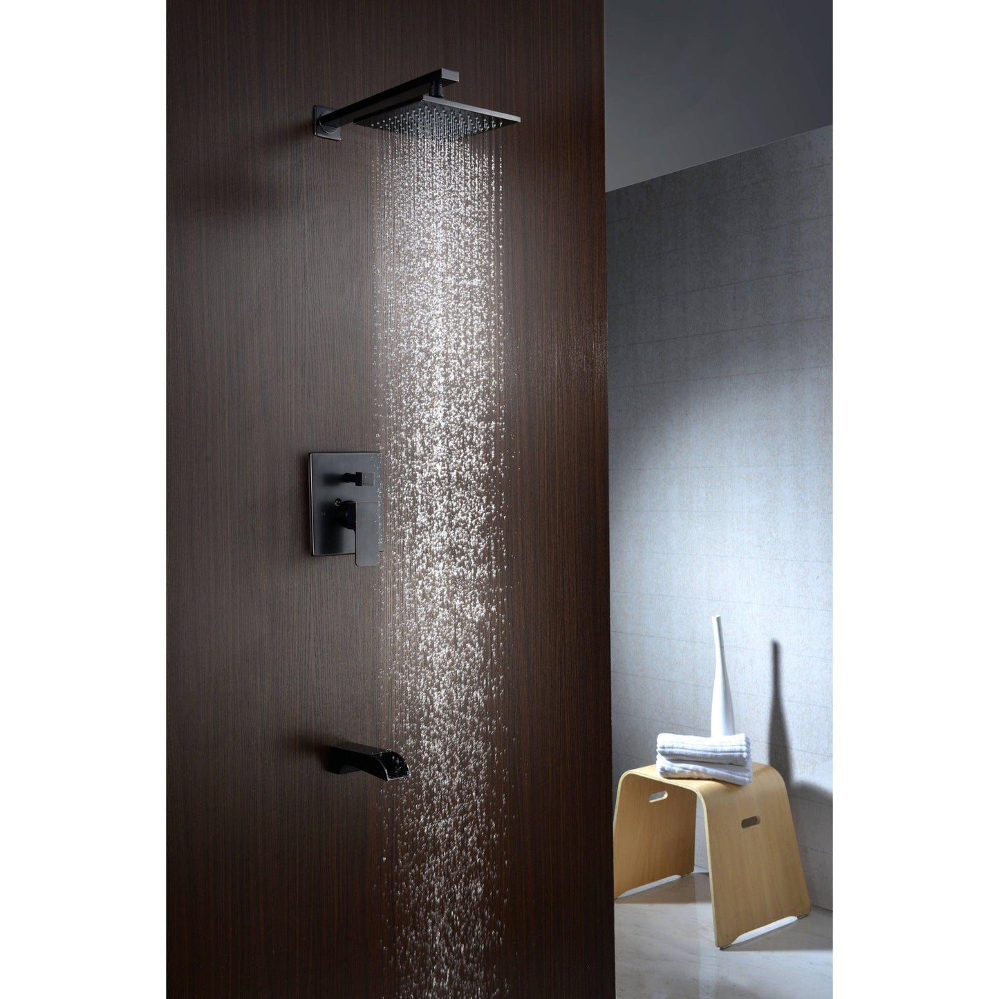 ANZZI Mezzo Series Oil Rubbed Bronze Wall-Mounted Single Handle Heavy Rain Shower Head With Bath Faucet Set