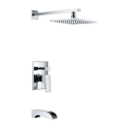 ANZZI Mezzo Series Polished Chrome Wall-Mounted Single Handle Heavy Rain Shower Head With Bath Faucet Set