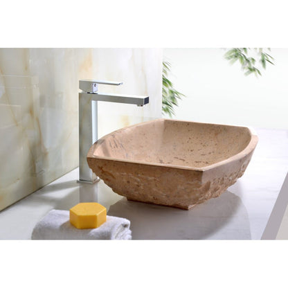 ANZZI Moon Series 20" x 16" Square Shape Cream Marble Vessel Sink