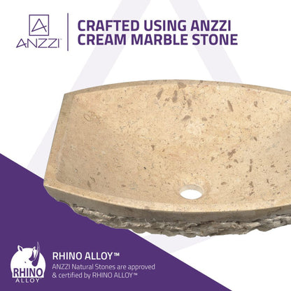 ANZZI Moon Series 20" x 16" Square Shape Cream Marble Vessel Sink
