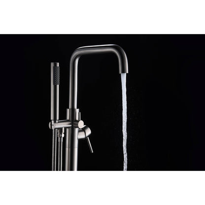 ANZZI Moray Series 2-Handle Brushed Nickel Clawfoot Tub Faucet With Euro-Grip Handheld Sprayer