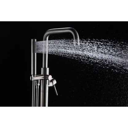 ANZZI Moray Series 2-Handle Brushed Nickel Clawfoot Tub Faucet With Euro-Grip Handheld Sprayer