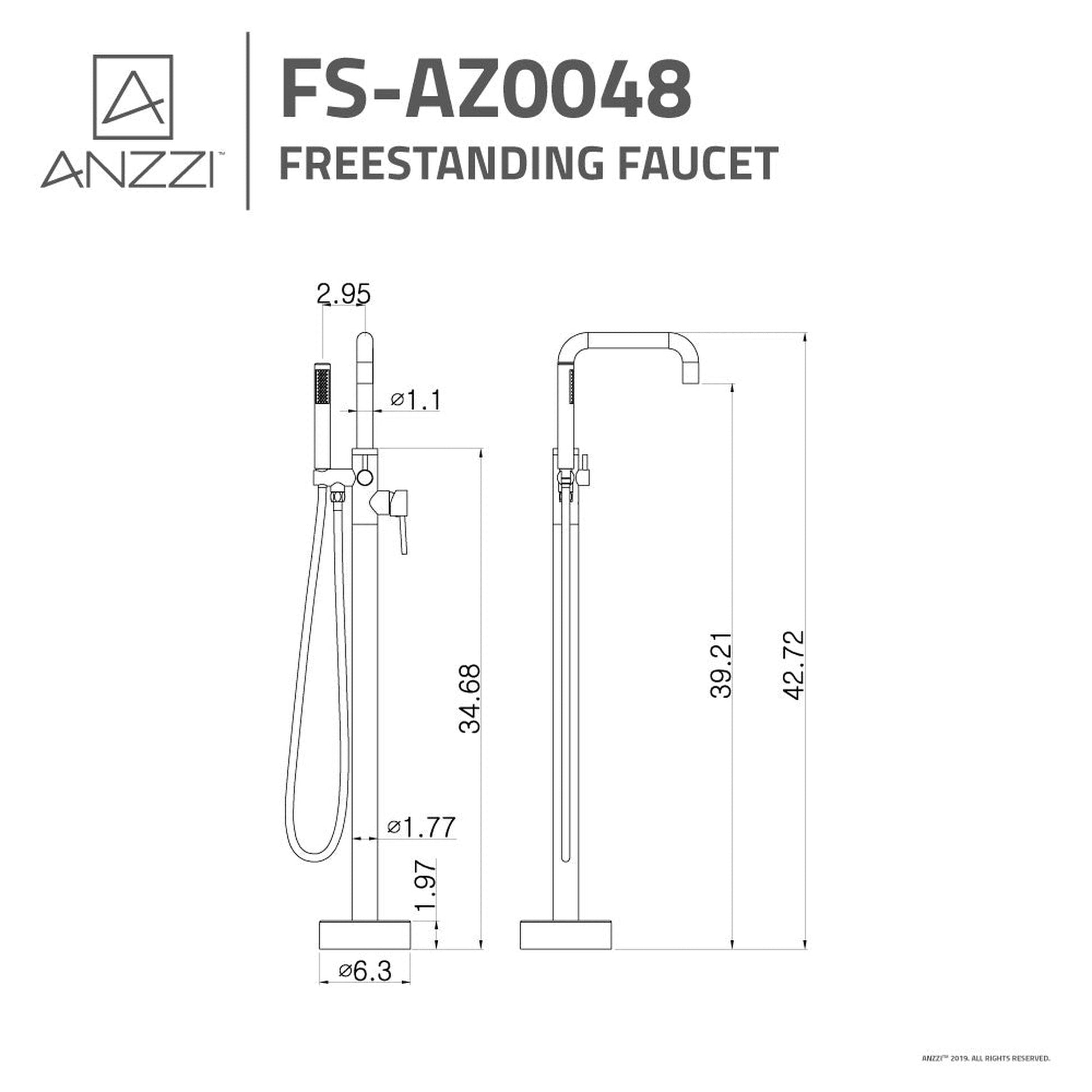 ANZZI Moray Series 2-Handle Brushed Nickel Clawfoot Tub Faucet With Euro-Grip Handheld Sprayer