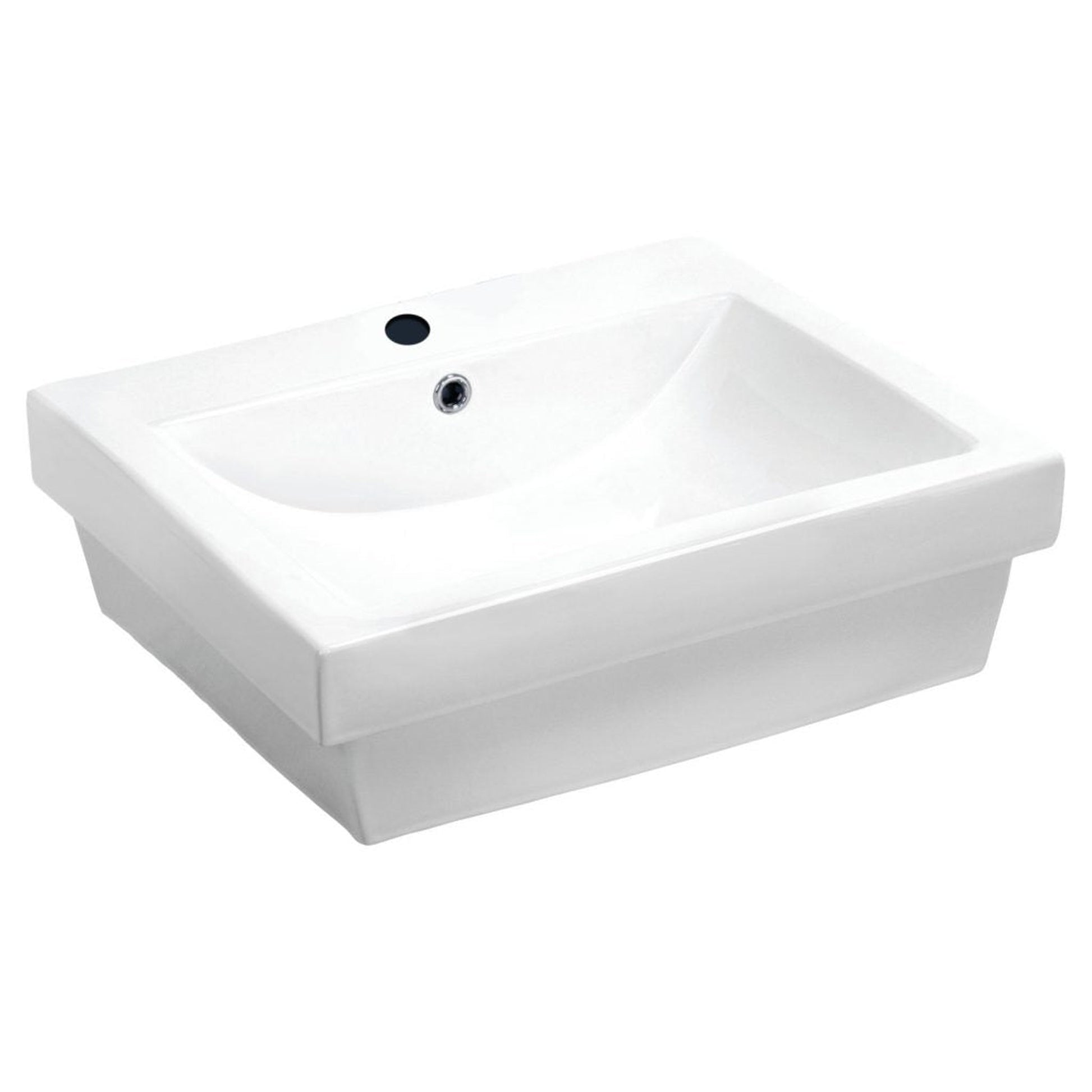 ANZZI Neptune Series 21" x 18" Single Hole Glossy White Rectangular Vessel Sink With Built-In Overflow