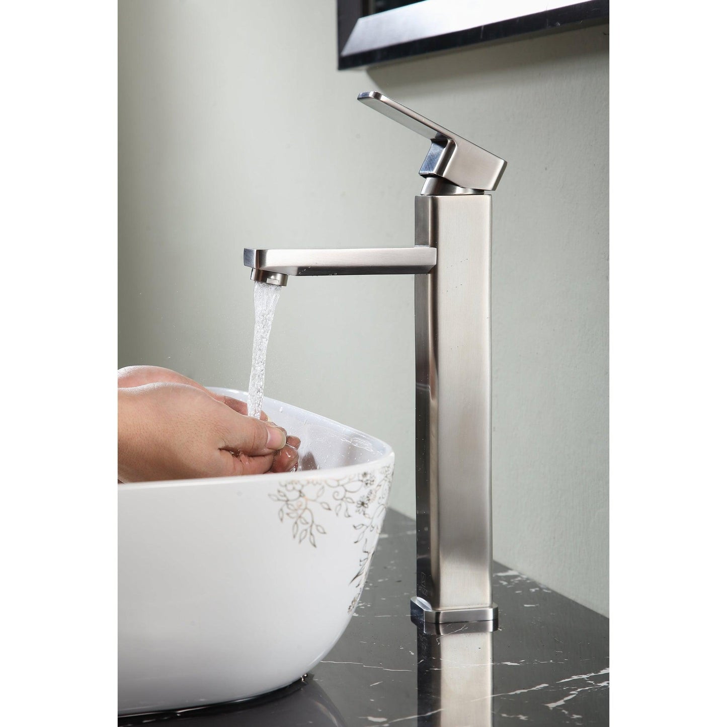 ANZZI Nettuno Series 9" Single Hole Brushed Nickel Bathroom Sink Faucet