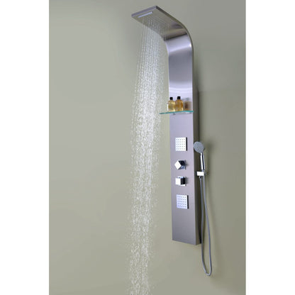 ANZZI Niagara Series 64" Brushed Stainless Steel 2-Jetted Full Body Shower Panel With Heavy Rain Shower Head and Euro-Grip Hand Sprayer